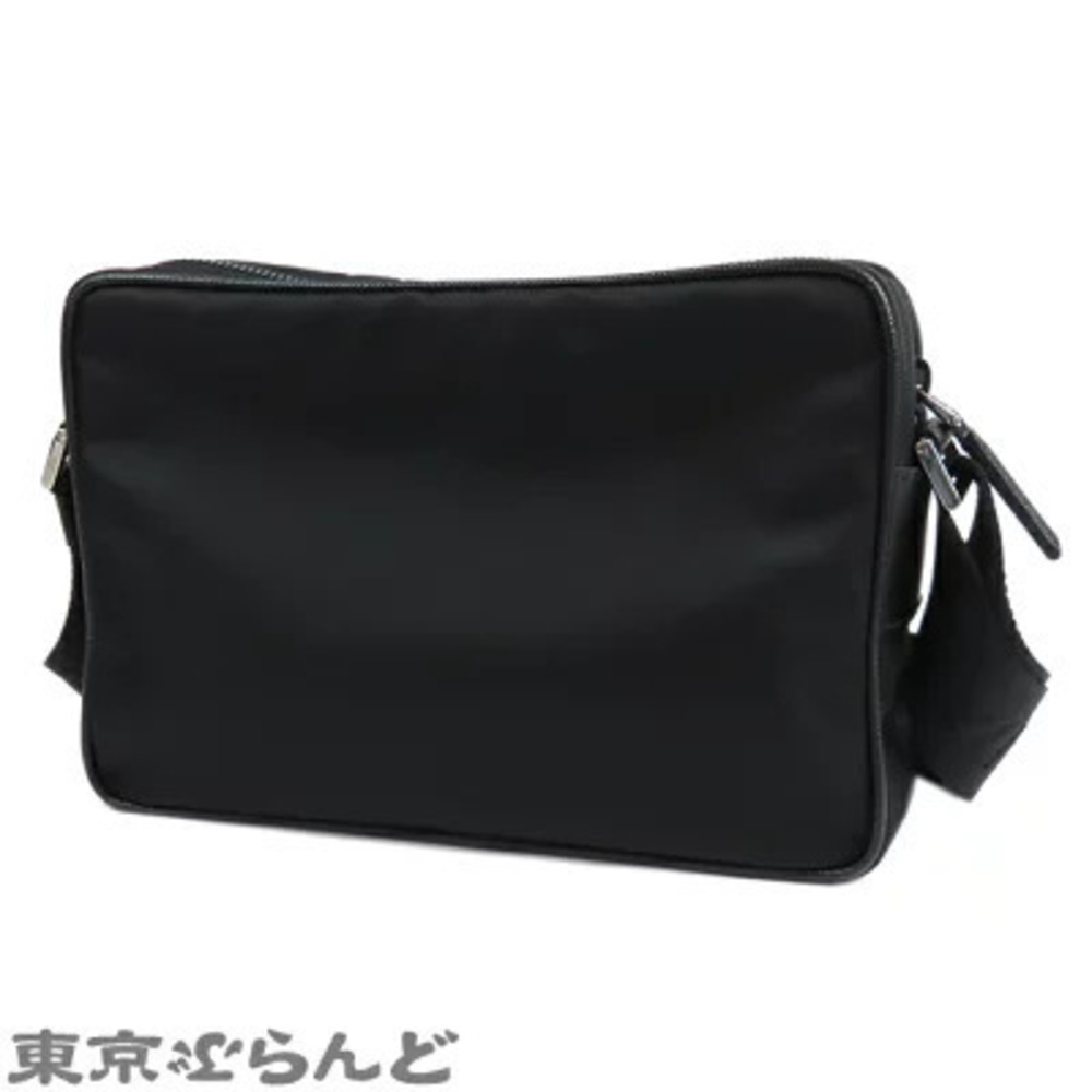 Prada triangle shoulder bag enameled metal Black logo with Black